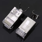 RJ45 Cat7 Cat6 Cat5 Pass Through Connectors Network Cable Modular Plug 8P8C Gold-Plated Connector End for FTP/STP Solid Wire