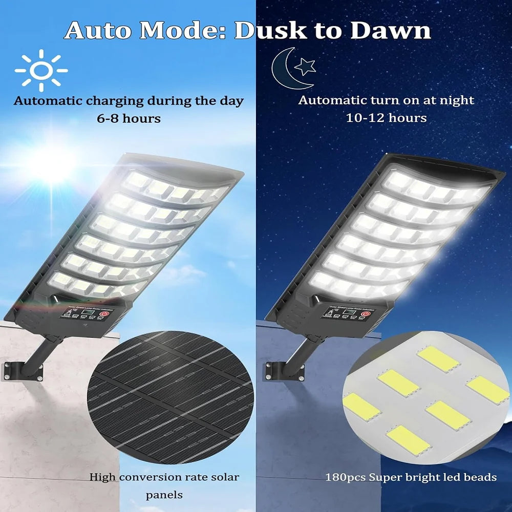 Solar Street Lights Outdoor Waterproof 50000LM Wide Angle Solar Light Parking Light with Motion Sensor for Security Street Light