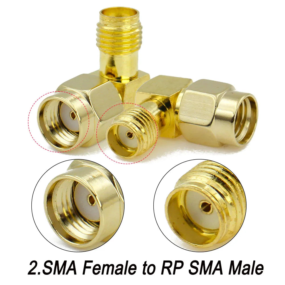 Erilles 90 Degree Right Angle SMA To SMA Adapter RP SMA Male Female Goldplated RF Coax Connector  L Type Converter Wholesale