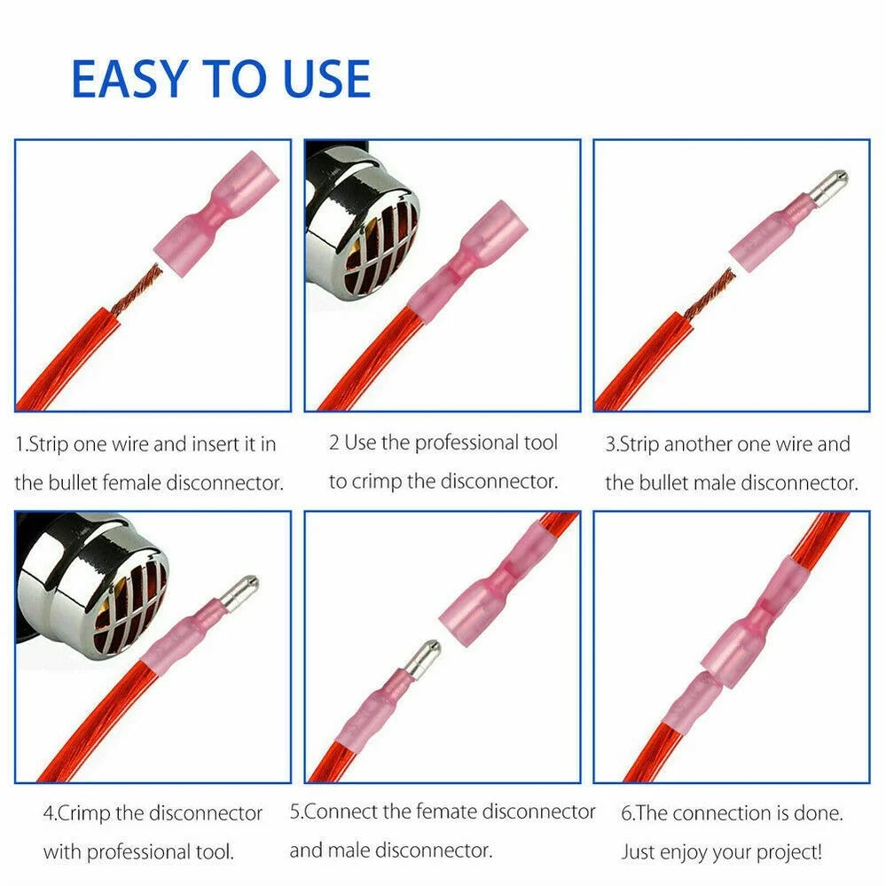 50/100PCS Heat Shrink Bullet Connectors Elelctrical Cable Butt Crimp Terminals Female Male Waterproof Insulated Wire Terminals