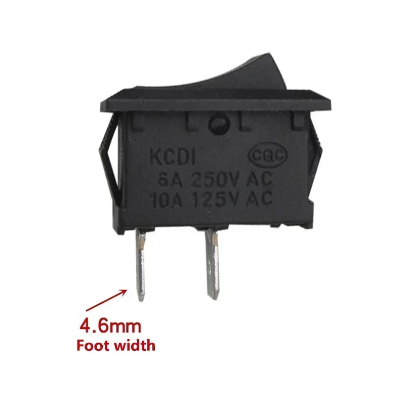 Black Snap-in Rocker Switch 2 Pin Power Switches SPST Boat-Shape Push Button Switches 15x21mm Toggle Switch KCD11 / KCD1