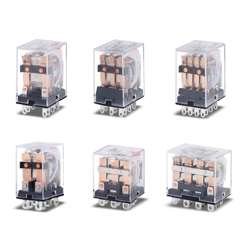 2PCS Miniature Coil General Electromagnetic Intermediate Relay Switch HH52P 53P 54P 62P 63P LED 12/24VDC 110/220VAC