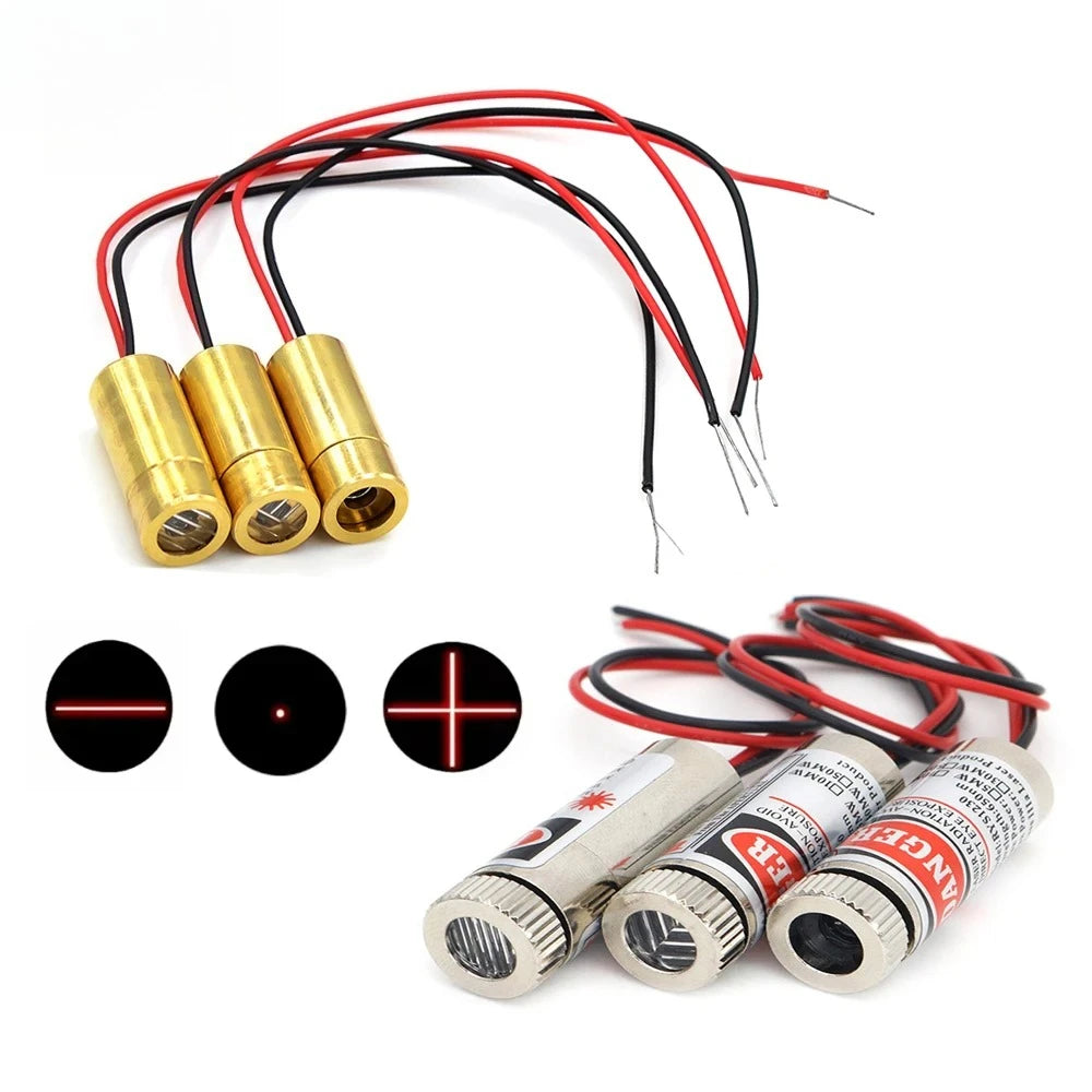 650nm 5mW Red Laser Module Point/Line/Cross Laser Diode Head Glass Lens Focusable Laser Diode Industrial Class