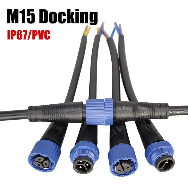 M15 Industrial Aviation LED Power Cord 2Pin 3Pin 4pin 5pin Waterproof Male Female Plug Connector AC/DC Automobile Plug-in IP67