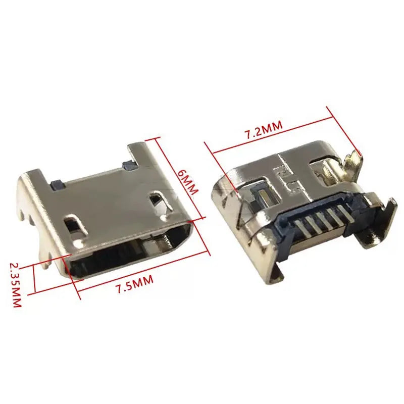 5Pin Micro USB Connector Female Port Jack Solder Plug SMD SMT Android Phone Data Charging Socket 5P Micro USB DIY Repair Adapter