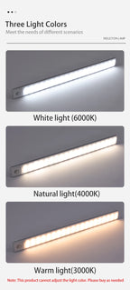 Night light LED Cabinet Light USB Rechargeable Motion Sensor Light Suitable For Kitchen Wardrobe Cabinet Lighting 30cm/40cm/50cm