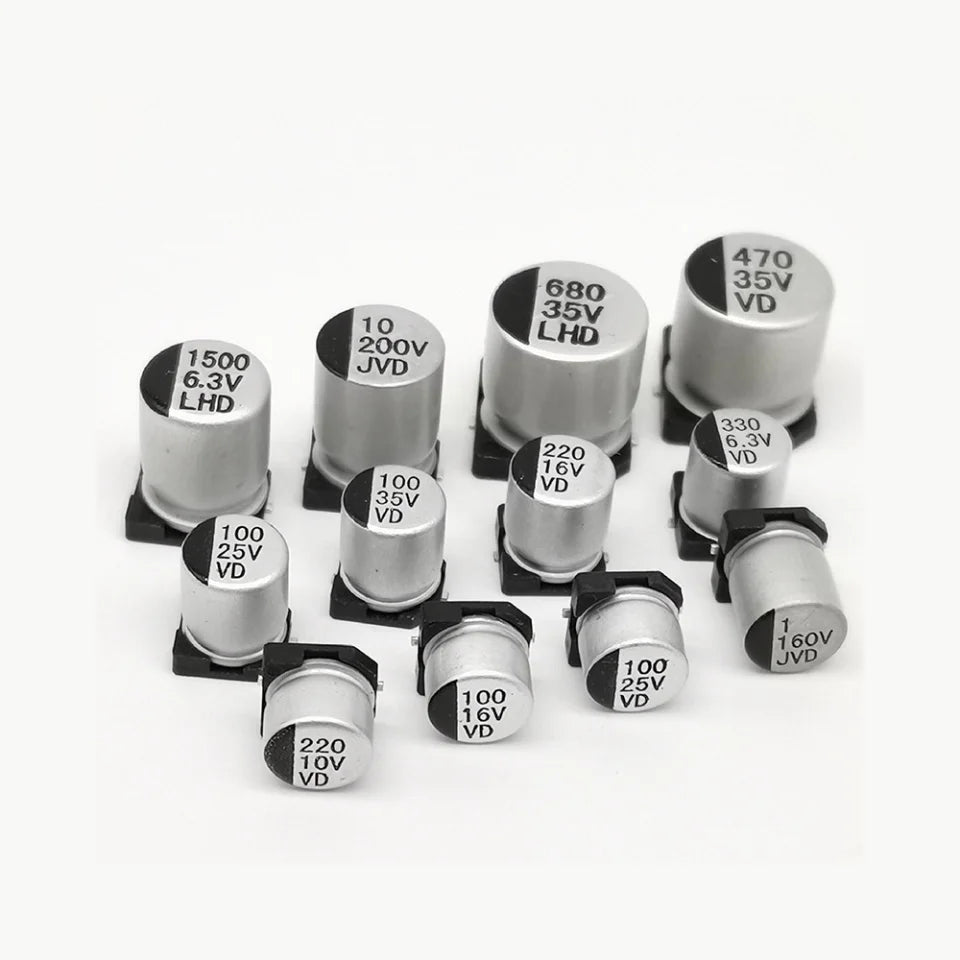 20PCS/lot SMD Aluminum Electrolytic Capacitor 10V 16V 25V 35V 50V 1UF 2.2UF 4.7UF 10UF 22UF 47UF 100UF 220UF 330UF 470UF 1000UF