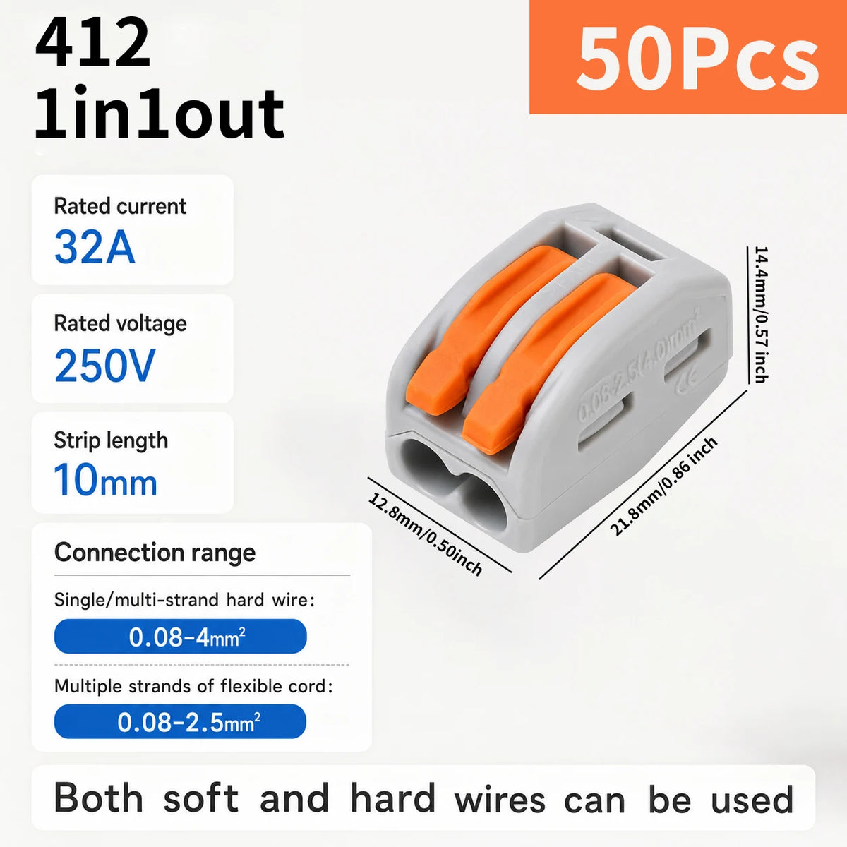 55PCS/100Pcs Electrical Wire Connector Kit 2/3/4/5 Port Lever Compact Splicing Terminal Block Reusable for Electrical Wiring