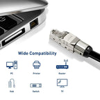 Tool-Free Cat8 Cat7 Cat6A RJ45 Connector Toolless Shielded Reusable Termination Plugs Shielded Ethernet for Ethernet Cable