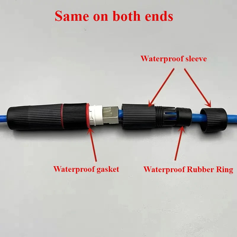 5Pcs RJ45 Docking Connector Ethernet Network Straight-through Waterproof IP67 Header , Outdoor Broadband Network Cable Extender