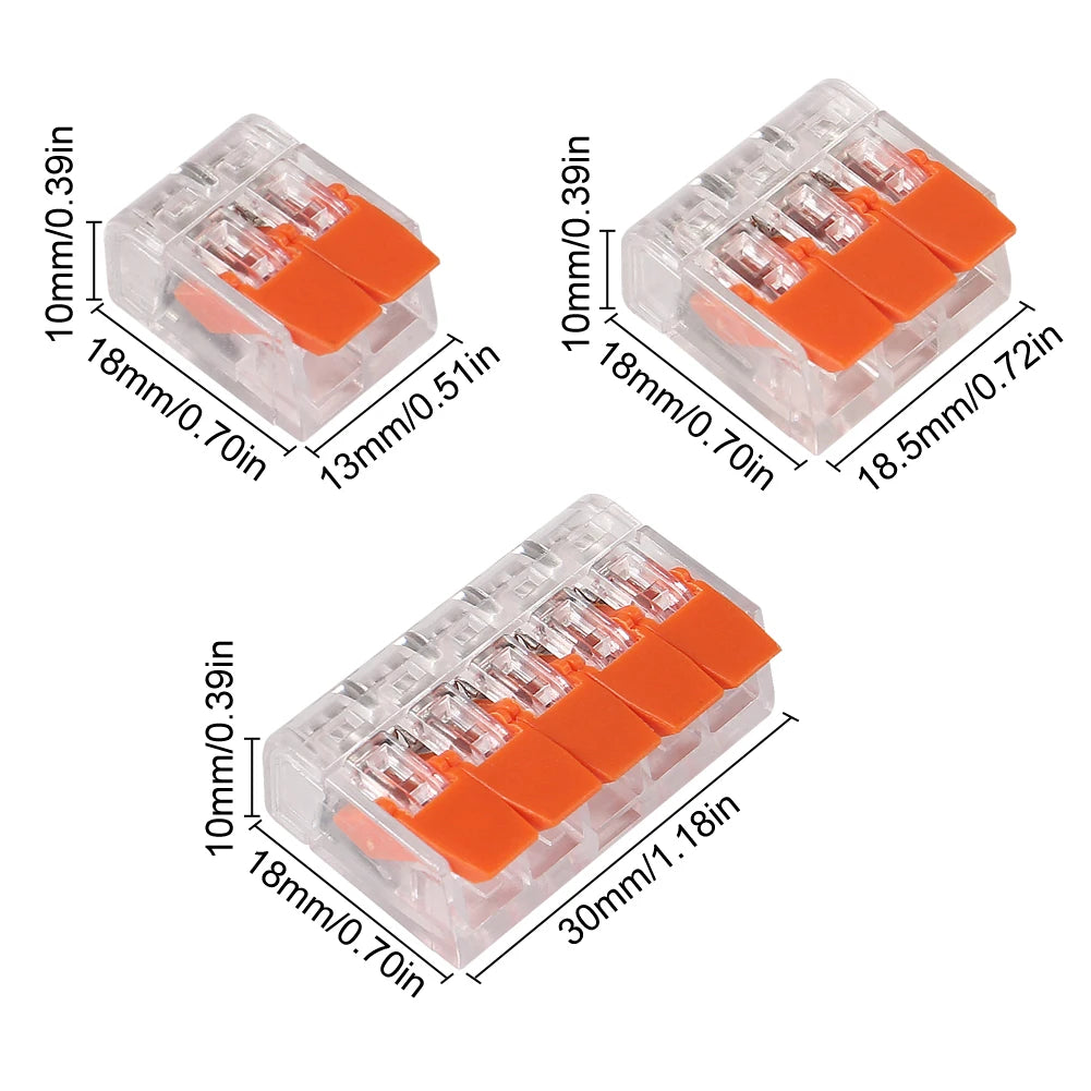 90 PCS Lever Wire Connector Kit Transparent Compact Splicing Push-in 2/3/5 Conductor Electrical Connectors for Easy Wiring