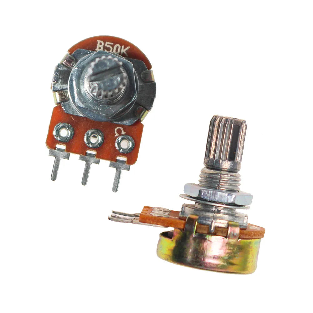 5/10PCS WH148 Potentiometer 15mm Shaft 3Pin B1K B5K B10K B20K B50K B100K B500K Linear Audio Volume Control with Nuts & Washers