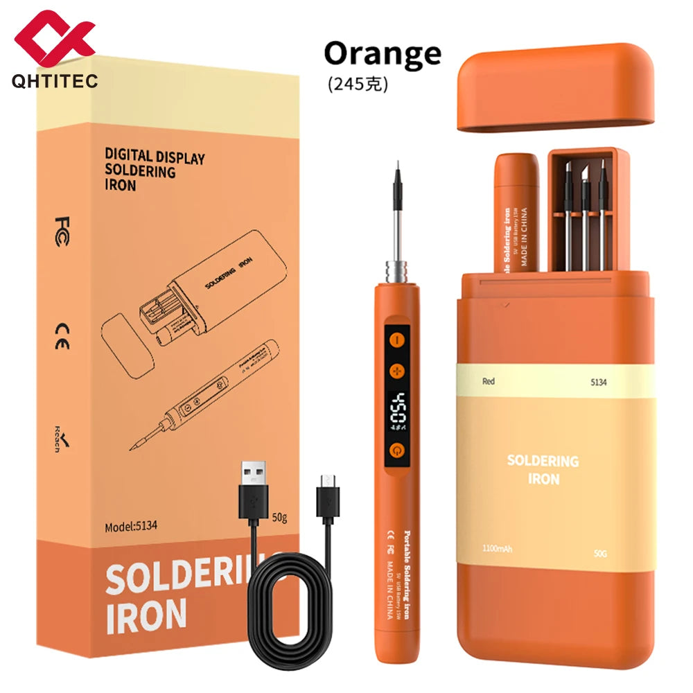 JCD Wireless Soldering Iron Portable 180-450 °C Adjustable Temperature built-in battery with 3Tip Soldering Tool Kit USB-5134