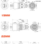 16MM 19MM 22MM 1NO1NC 3Pin 6Pin Mushroom Head Turn-Reset Stainless Steel 304 Metal Emergency Stop Button Switch