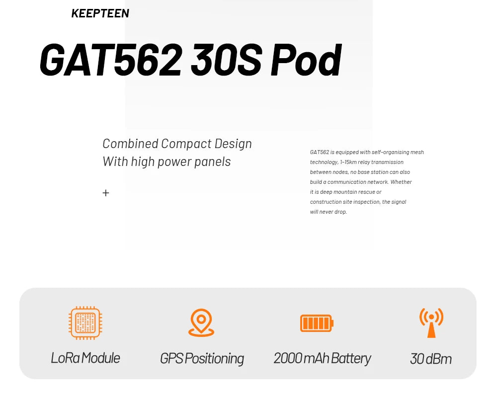 GAT562 30Pod Meshtastic Tracker NRF52840 SX1262 Wireless Module GPS LoRaWAN 30dBm LoRa Arduino With 2000mAh Battery