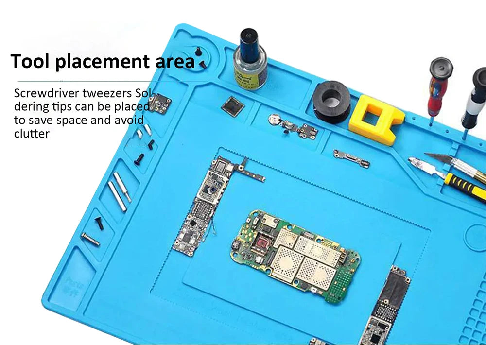 S-150-USA Warehouse Heat Resistant Silicone Soldering Mat Anti-static Insulation Work Pad For Phone Laptop Electronic Repair Maintenance Platform