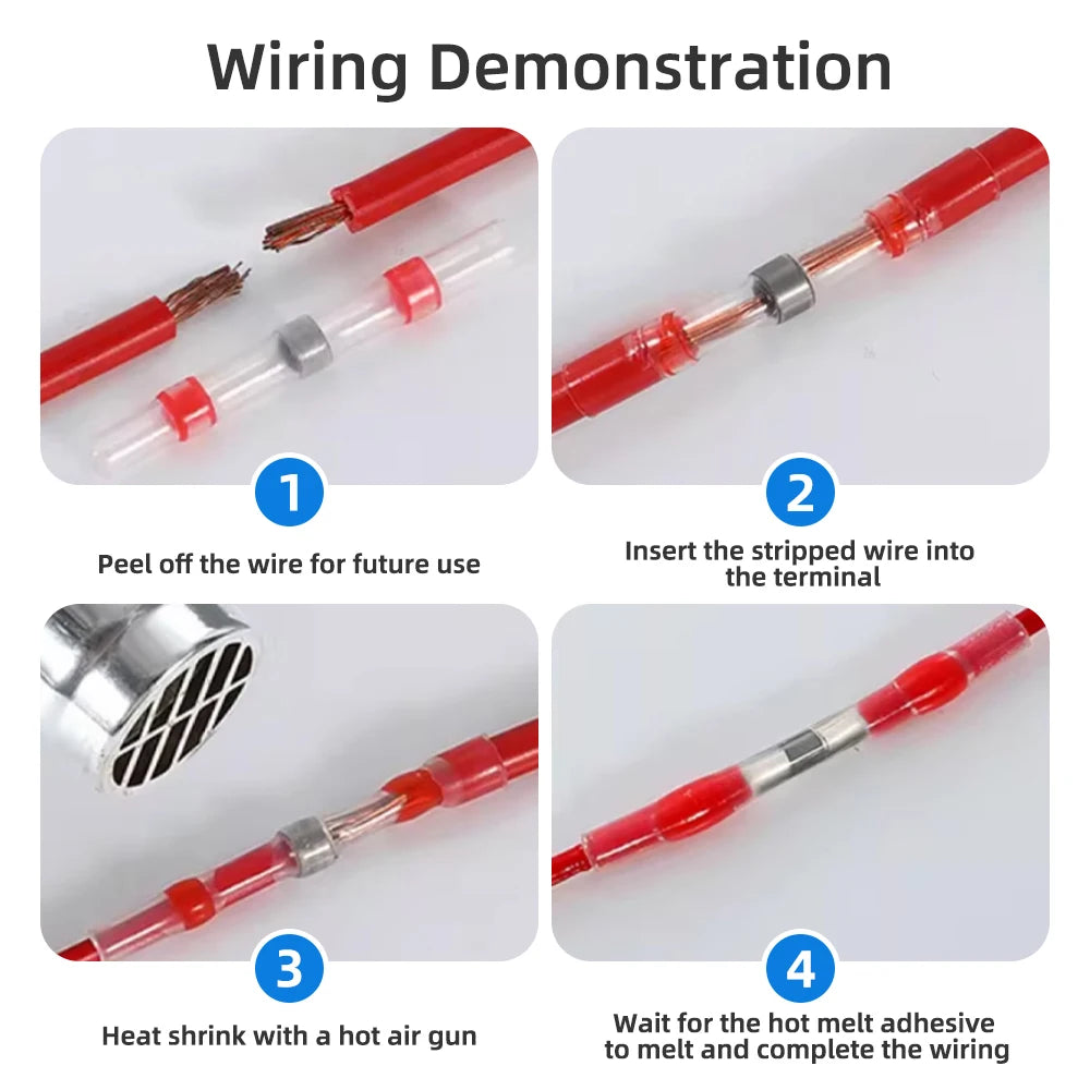100~1000Pcs Heat Shrink Butt Terminals with Solder ,Solder Seal Wire Connectors,IP67 Waterproof Electrical Equipment Connection