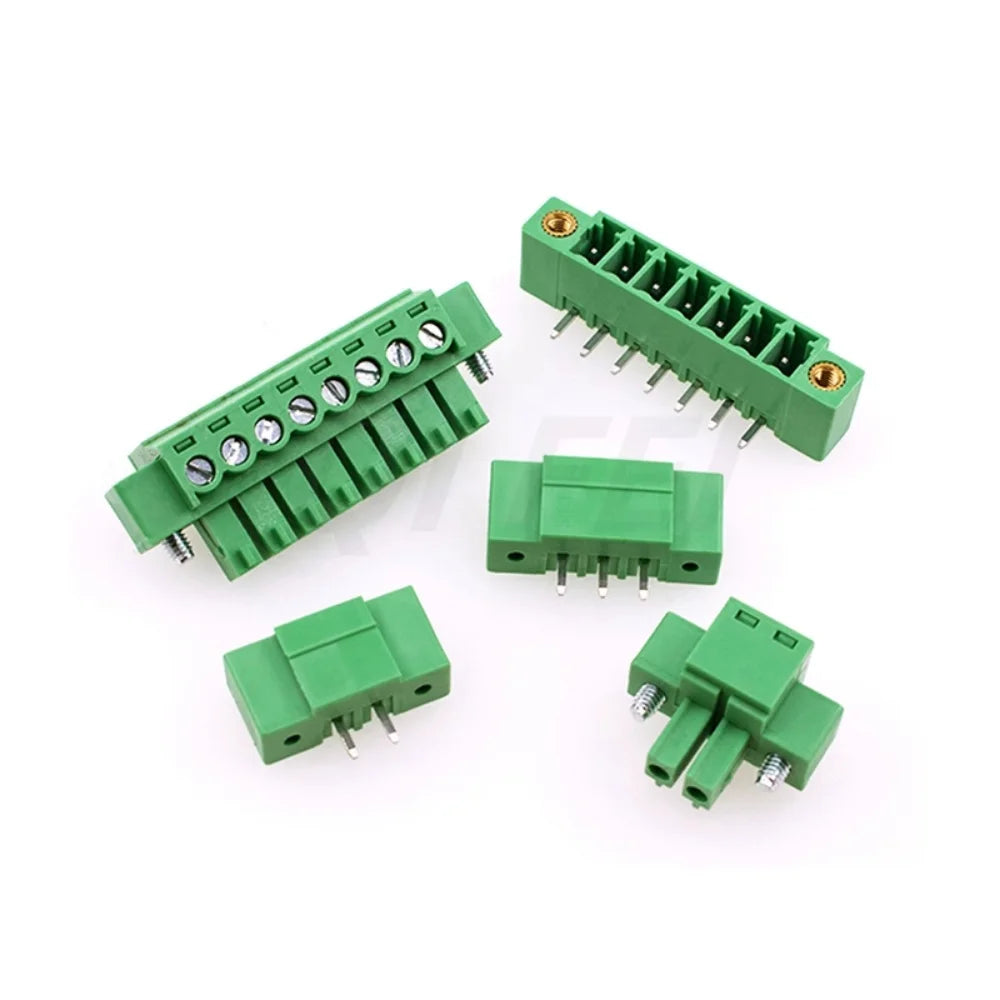5pcs Terminal Connector 2EDGKM 3.81mm 5.08mm 3.5mm Pitch 15EDGKM PCB Terminal Block Plug-in Type 2~24P With Flange Fixed Panel