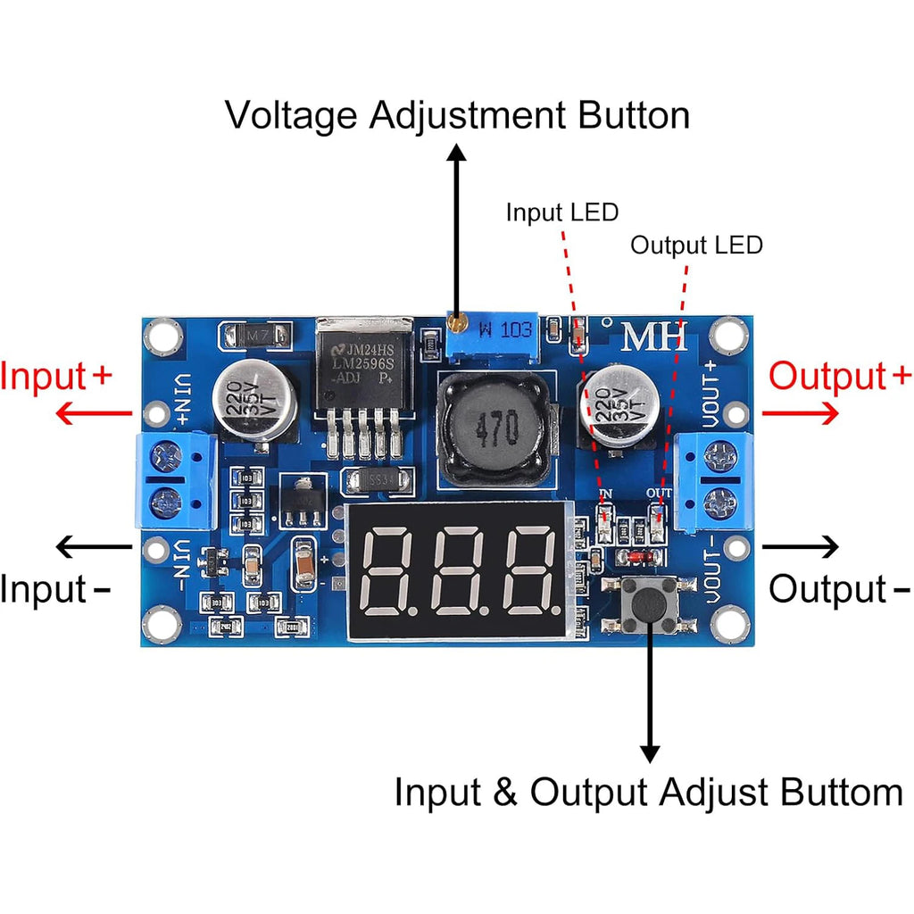 2pcs LM2596S LM2596 DC-DC Buck Converter Adjustable Step-Down Voltage Regulator Power Module 36V 24V 12V to 5V 2A Voltage