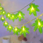 1PC Green Maple Leaf LED String Light,Battery-Powered Fairy Light,Decorative Lighting For Indoor/Outdoor Camping,Fence,Yard,Lawn