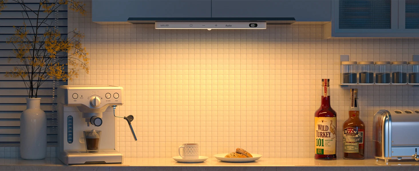 WILLED Under Cabinet Lights Rechargeable Battery Display 60 LED Touch Light Bar Motion Sensor Light Closet Light Night Lights