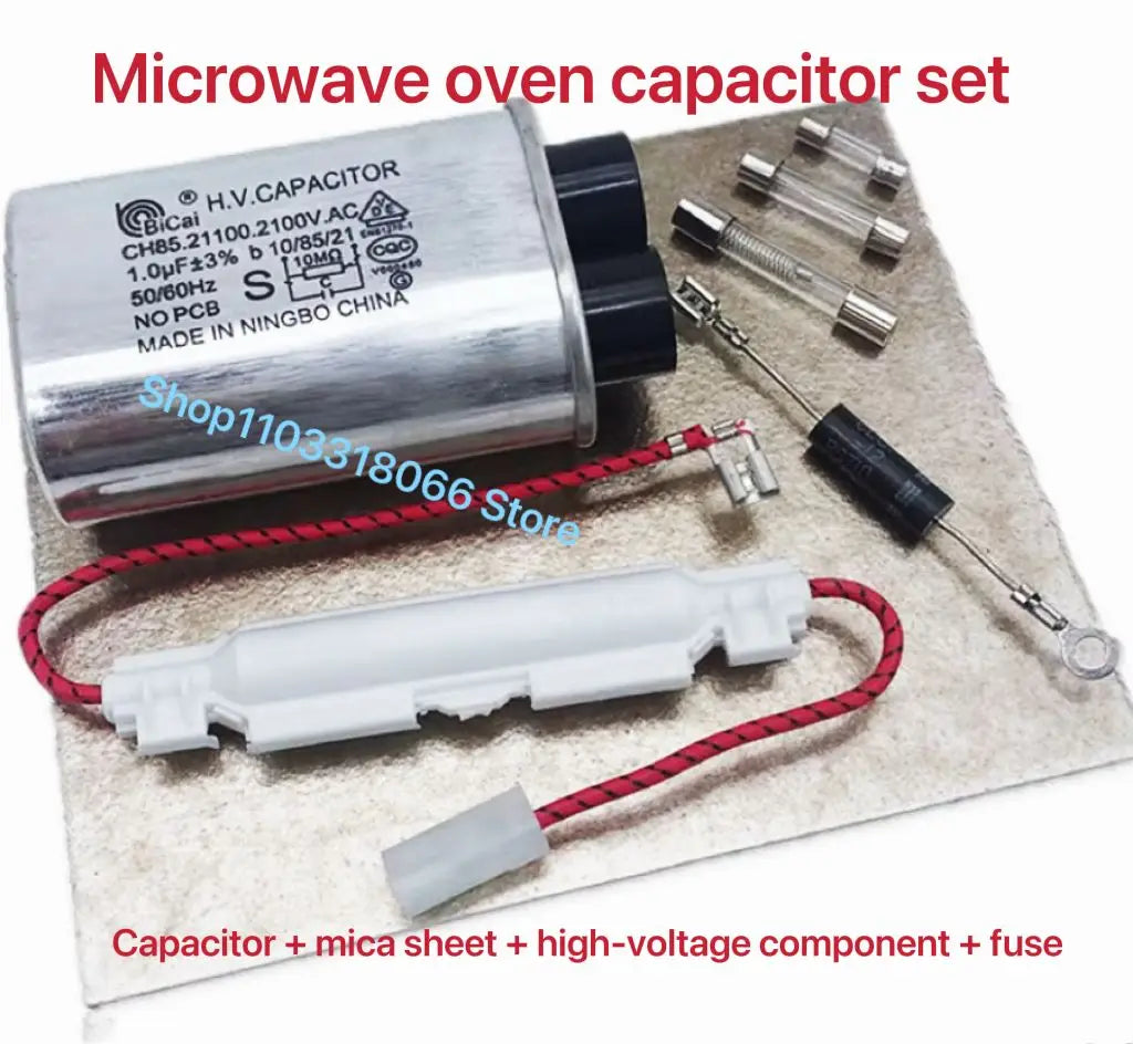 1UF 2100V Microwave oven accessories: High-voltage capacitor, universal power supply fuse, high-voltage diode, mica sheet 7-piec