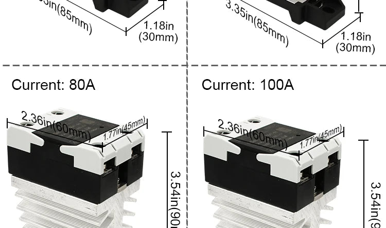 LCTC SSR 10A25a40a60A80A100A120A Solid State Relay with Radiator DC-AC AC-AC DC-DC DIN Rail Zero-crossing Relays