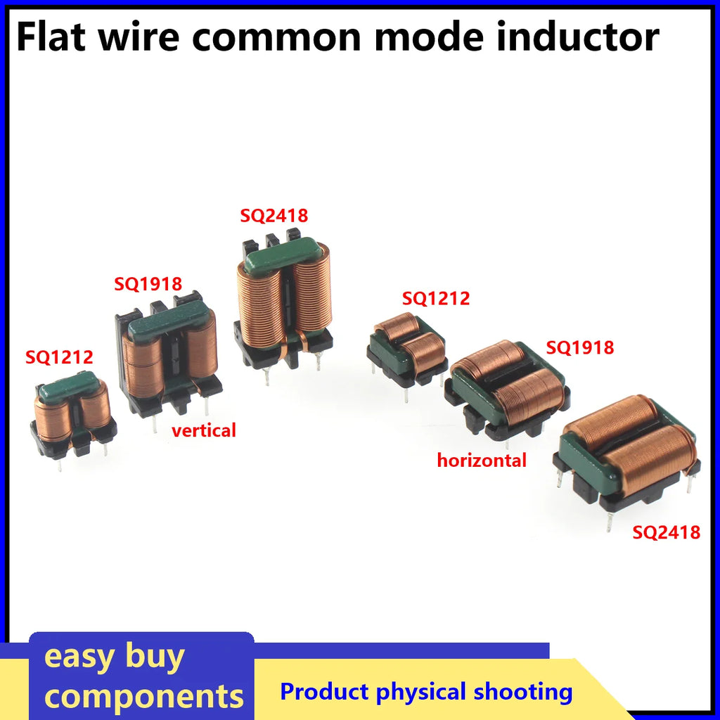 SQ1010 SQ1212 SQ1515 SQ1918  5mH 10mH 20mH 25mH 15mH Common Mode Inductor Inductance Flat Copper Filter EMI Choke Vertical