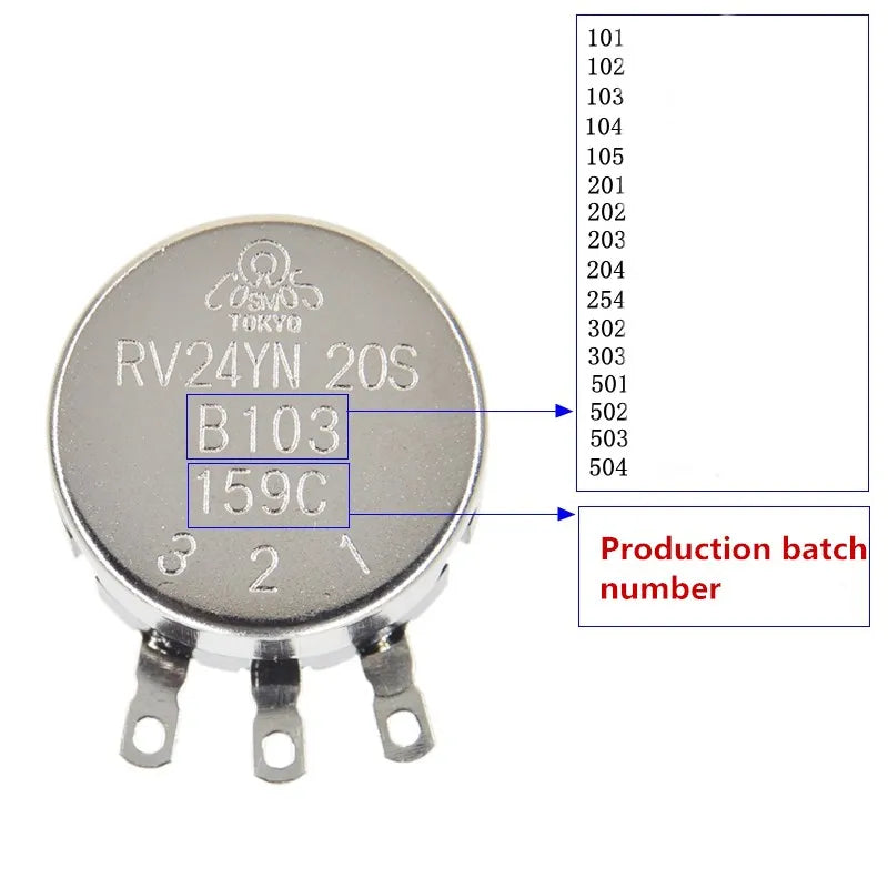 RV24YN20S 101 102 B103 104 105 201 202 203 204 254 302 303 501 502 503 504 5K 10K 100K 500K 200K 100 ohm Potentiometer RV24YN