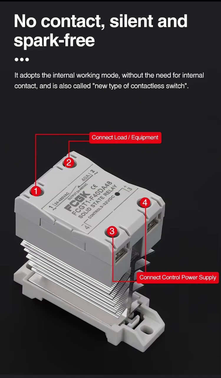 10A 25A 40A 60A 80A 100A Single Phase Slim SSR Solid State Relay With Heat Sink Industrial Relay DIN Rail Mount