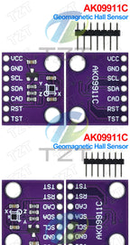 TZT 1/3PCS MCU-9911 AK09911C Geomagnetic Hall Sensor Three-axis Compass Magnetometer Module