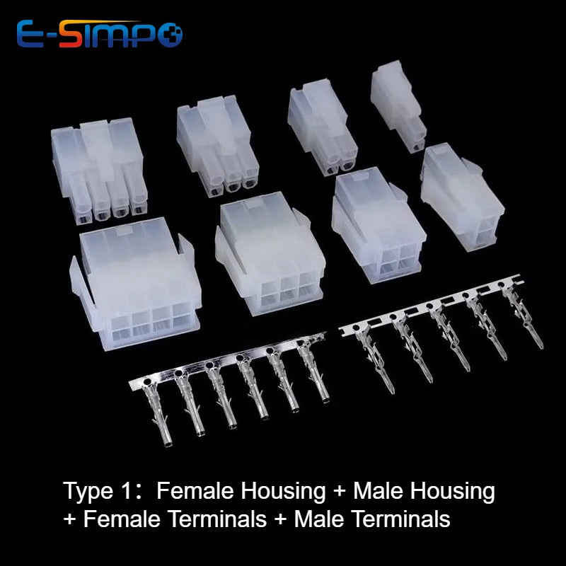 10Set MX4.2mm Pitch 5557/5558/5559/5569 0.165" Mini-Fit Dual Row 2*1-2*12P Female Receptacle Male Plug Pin Terminal Connector