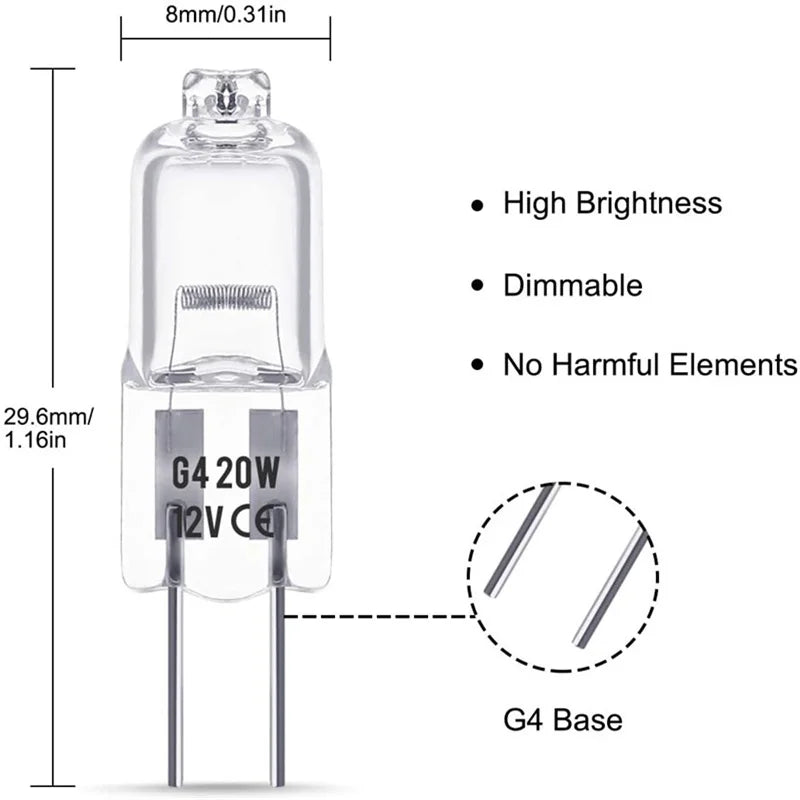 10/50/100PCS G4 12V 10W 20W LED Lamp Bulbs Eco Halogen Light Bulbs Capsule Inserted Beads Crystal Lamp Halogen Bulb Wholesale