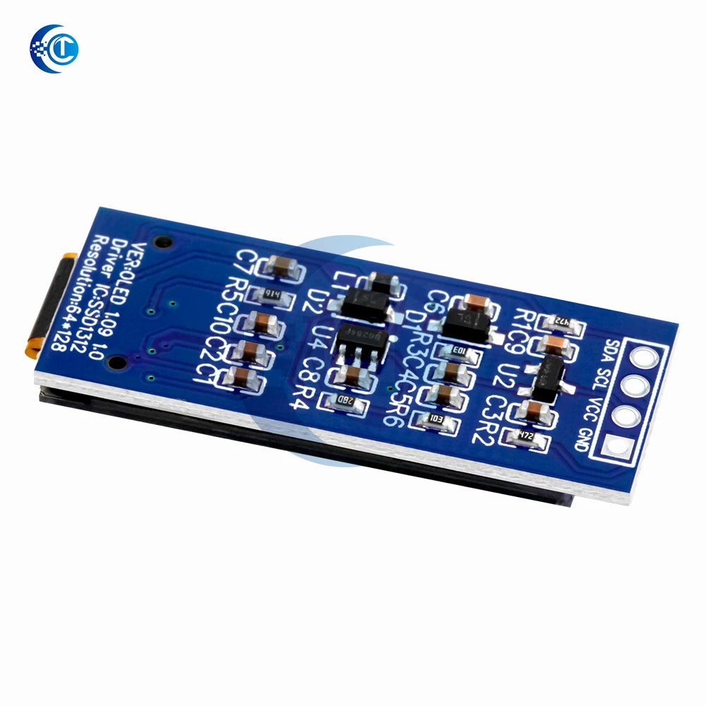 1.09/1.1 Inch OLED Display Module - 128x64 SSD1312 Driver I2C Interface for Arduino (64x128 Resolution, 12864 Type)
