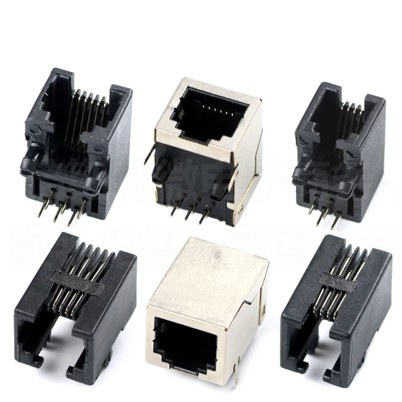 5/10pcs RJ11 Socket Curved Pin 95001 6P6C 6P4C 4P4C 8P8C Seat Phone Jack Female Head Socke Telephone Connector