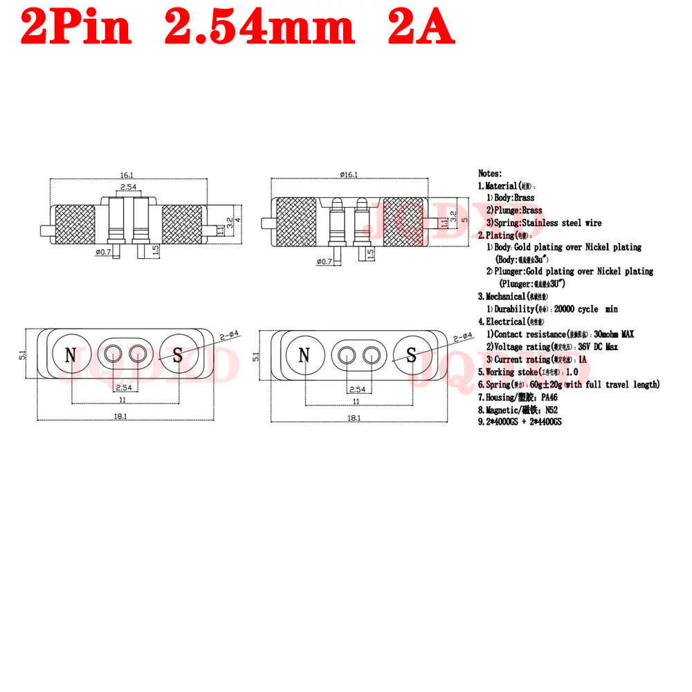 1sets DC 36V 5A Waterproof Magnetic Pogo Pin Connector 5Pin With Ears Pogopin Male Female Spring Loaded DC Power Socket