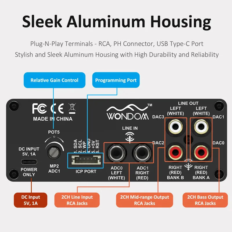 ADAU1701 2.1 4.0 DSP Digital Signal Processing Preamp 2-in 4-out Tone Board Digital Crossover Adjustment With Sigmastudio