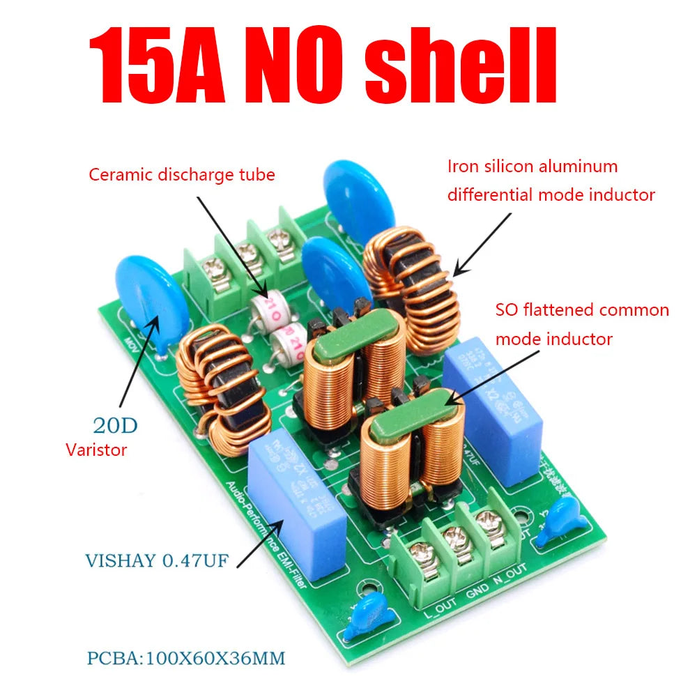 110V 220V AC EMI Filter 15A 20A External Lightning Anti-Interference Power Filtering Board Purifier Amplifier Noise Impurity