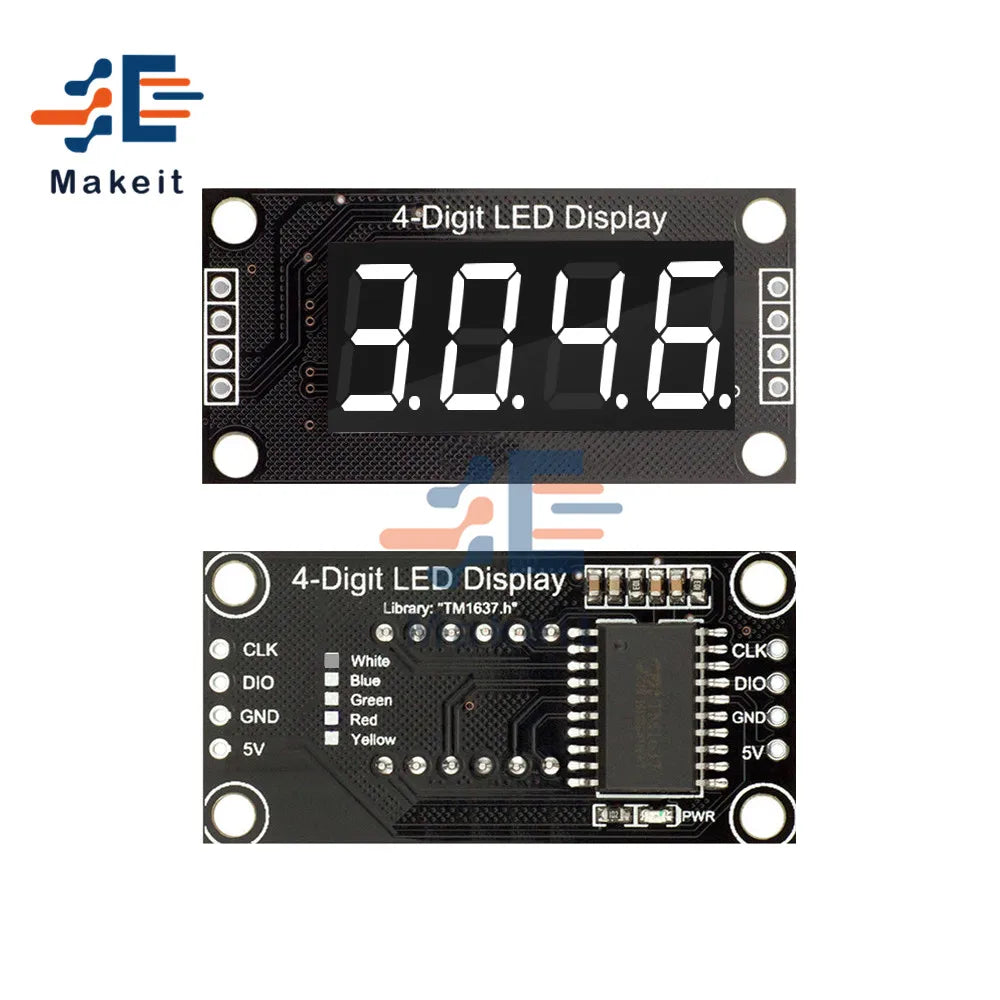 0.36 Inch 4 Bits 6-Digit LED Digital Display Tube Module 5V 7 Segments TM1637 0.36" Anode Tube Decimal Display Module FIve Color