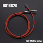 DS18B20 Temperature Sensor Stainless Steel 3.0V-5V Voltage -20~+80'C Celsius Oil Proof Waterproof Temp. Silicone Cable Probe