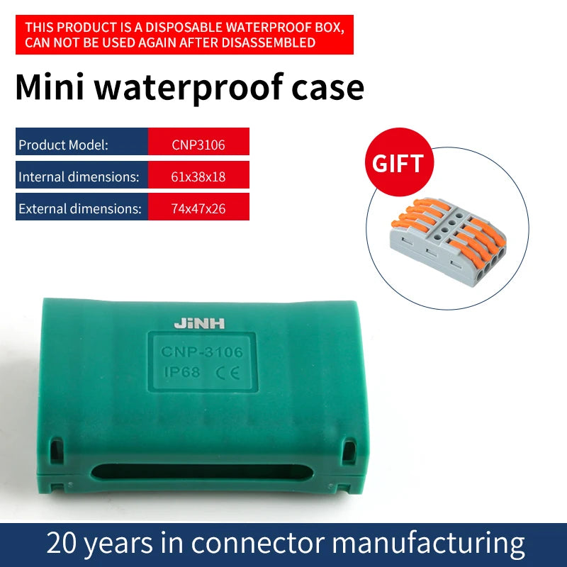 JINH IP68 Mini Gel Wire Connector Junction Box Waterproof 2 3 5 Ports Outdoor Easy Universal Wiring Rainproof Terminal Blocks