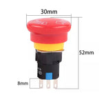 5/20PCS 16mm Mounting Holes Latching Emergency Stop Push Button Switch Bia/Small Head YJ-LA16-11ZS-A Mushroom Stop E-Stop Switch