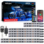 Nilight 8PCS Motorcycle RGB Led Light Kit Waterproof Multi-Color Atmosphere Lights Lamp with 4Key RF Wireless Remote for Harley Davidson Honda Kawasaki Suzuki