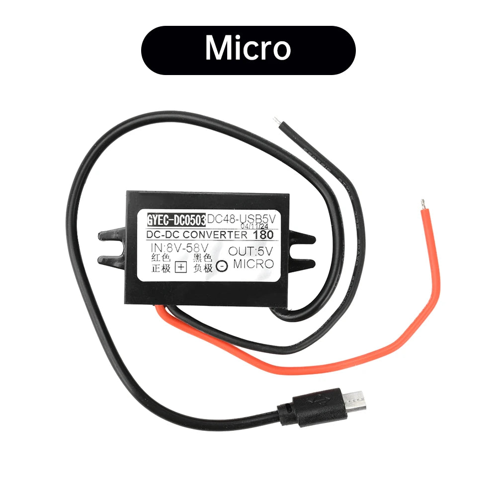 DC 8-58V 12V 24V 48V to 5V 3A DC DC Step Down Converter 15W Type-C Micro USB Buck Power Supply Module