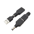 USB 2.0 Type-A to 5.5mm x 2.1mm DC Power Socket Adapter Male Plug to Female Jack 5V Connector for Laptop Black