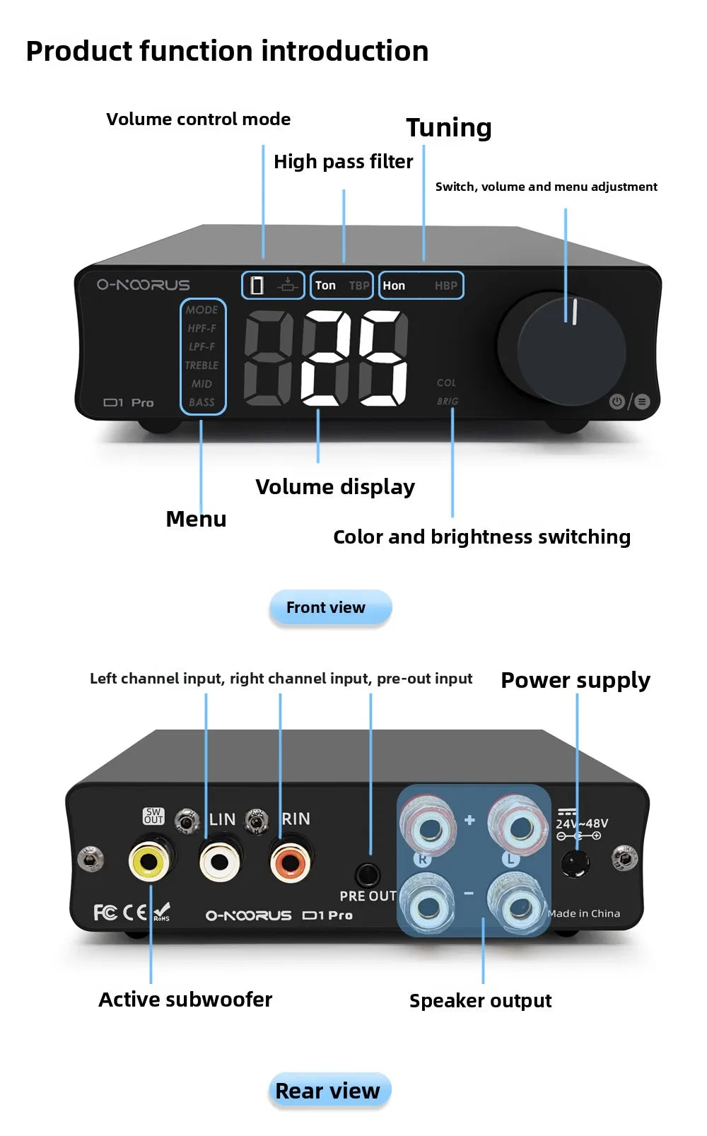 D1pro tpa3255 pffb stereo power amplifier 2.1 channel pure post-stage digital power amplifier