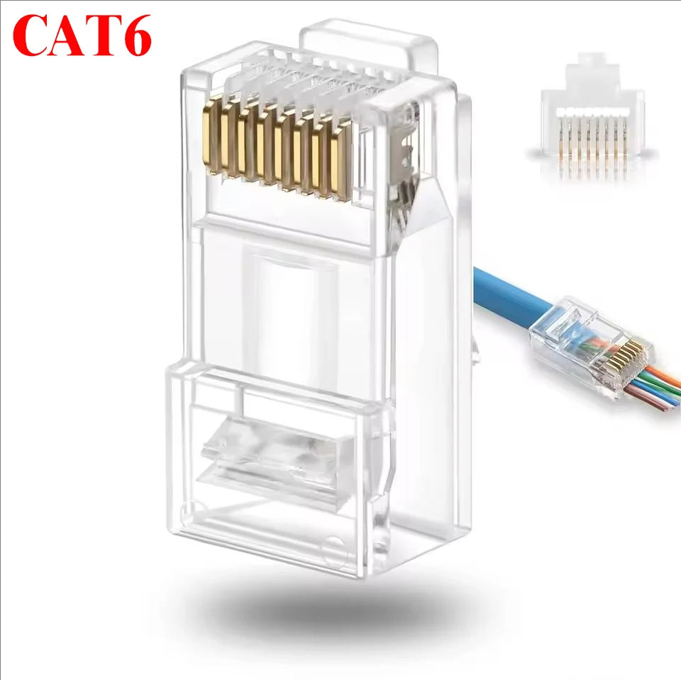 Ethernet Cable Connector Plug Cover RJ45 Cat6 Cat5e Connectors Ethernet Pass Through Plugs Protective Sleeve Cable Protectors