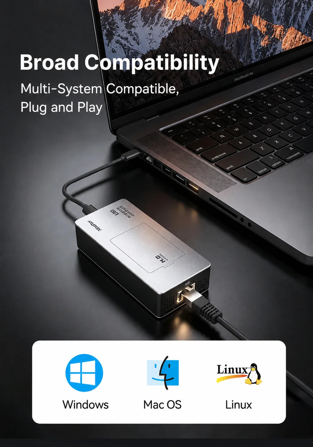 XikeStor SKN-U410M USB4 10GbE Ethernet Adapter 10G RJ45 with M.2 2230 NVMe SSD Enclosure for Thunderbolt 3/4/5 Mac PC