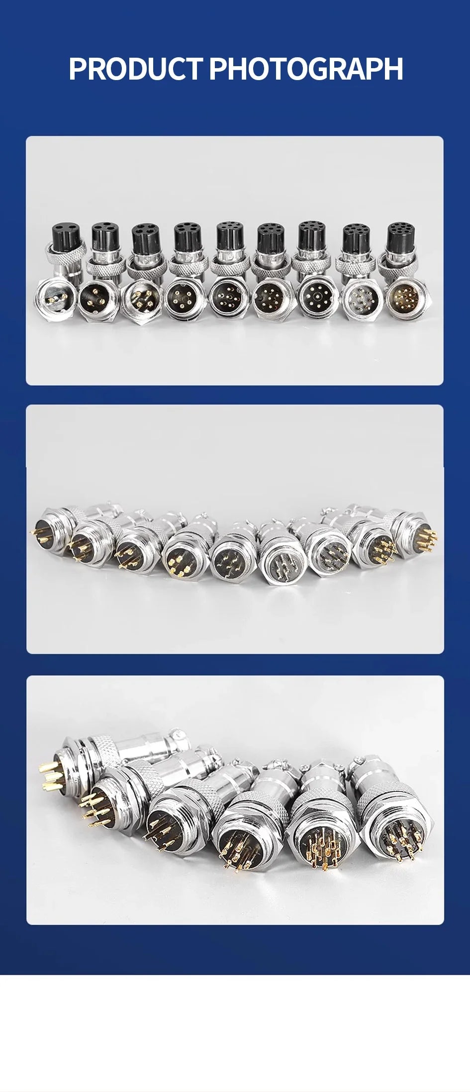 GX16 Gold Plated Butt TYPE Wire Connector 2/3/4/5/6/7/8/9/10 Pin soldering Male&Female Socket Plug Aviation Fixed Connectors