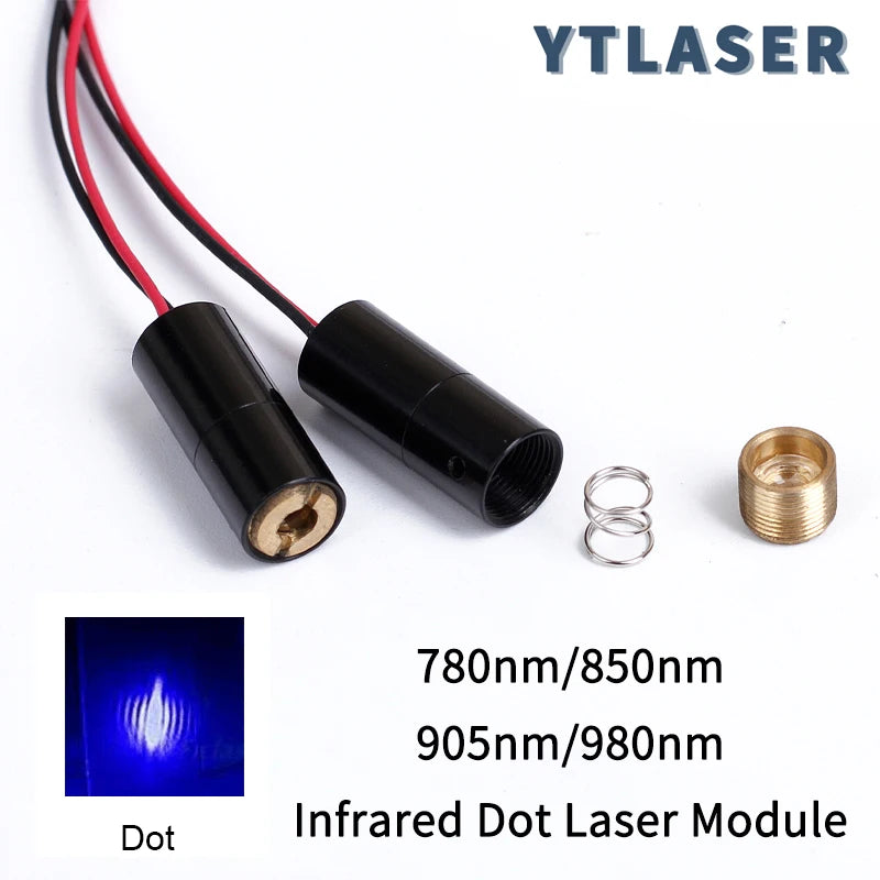 Glass Lens/PMMA Lens D8X18mm Focusable 780nm 850nm 905nm 980nm 1mW 5mW 10mW IR Dot Laser Diode Module Industrial Grade ACC Drive